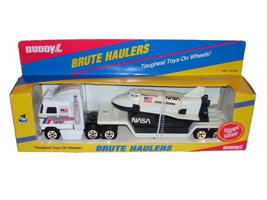 1989 Buddy L Brute Haulers NASA USA Toy Truck with Space Shuttle