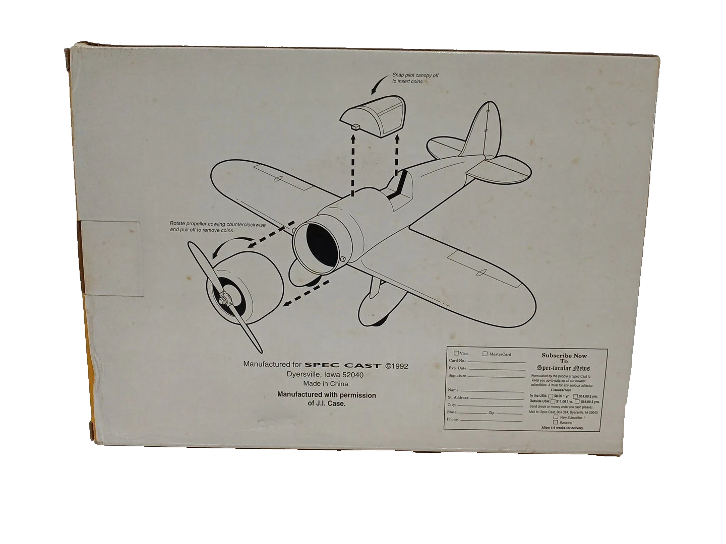 Case Vintage Airplane Bank 1st In a Series DieCast Metal Stock #ZJD 700/40001