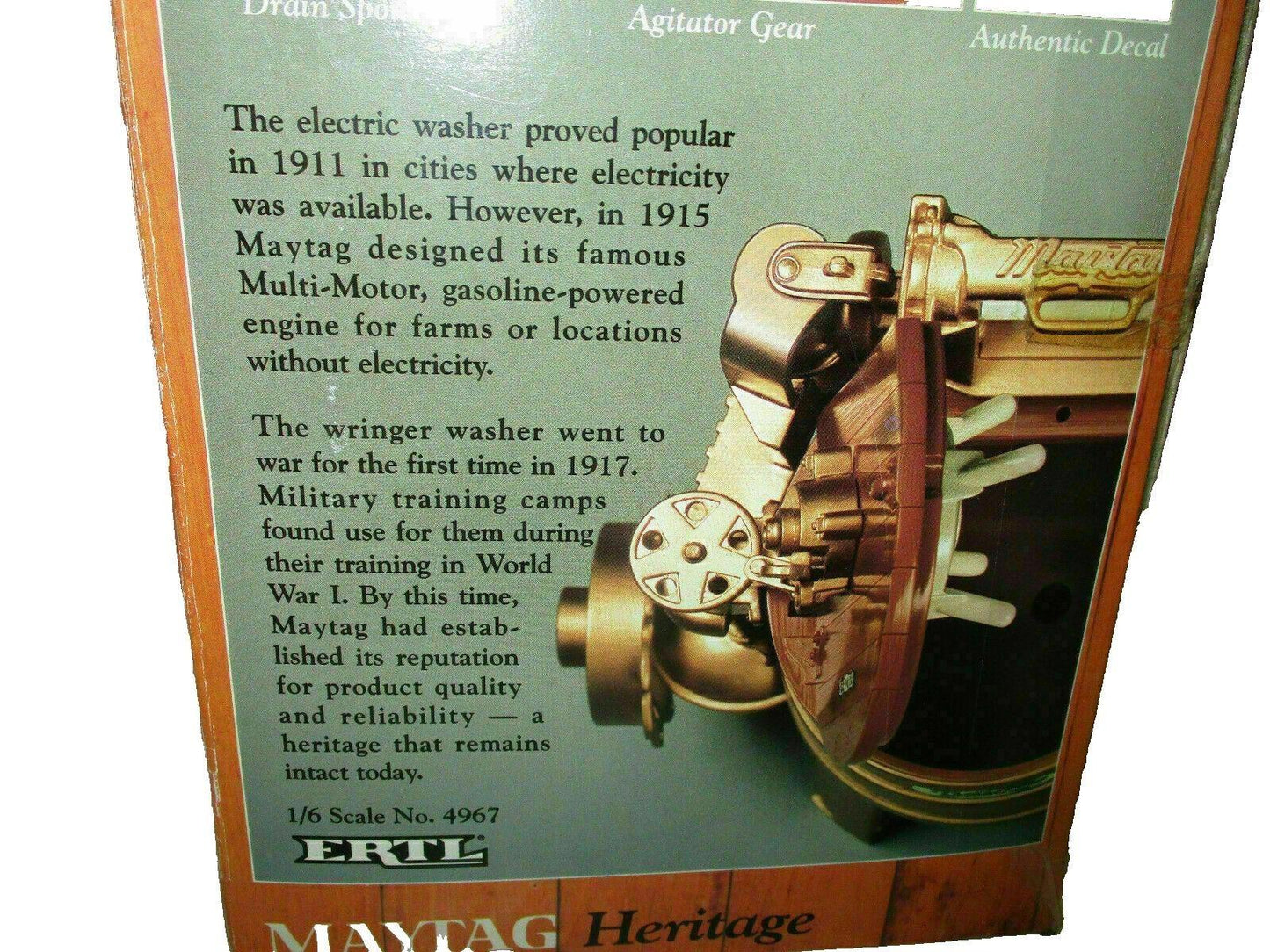 Ertl Power House Farm Series 1/6 Scale Diecast Maytag Multi-Motor Washer #4967