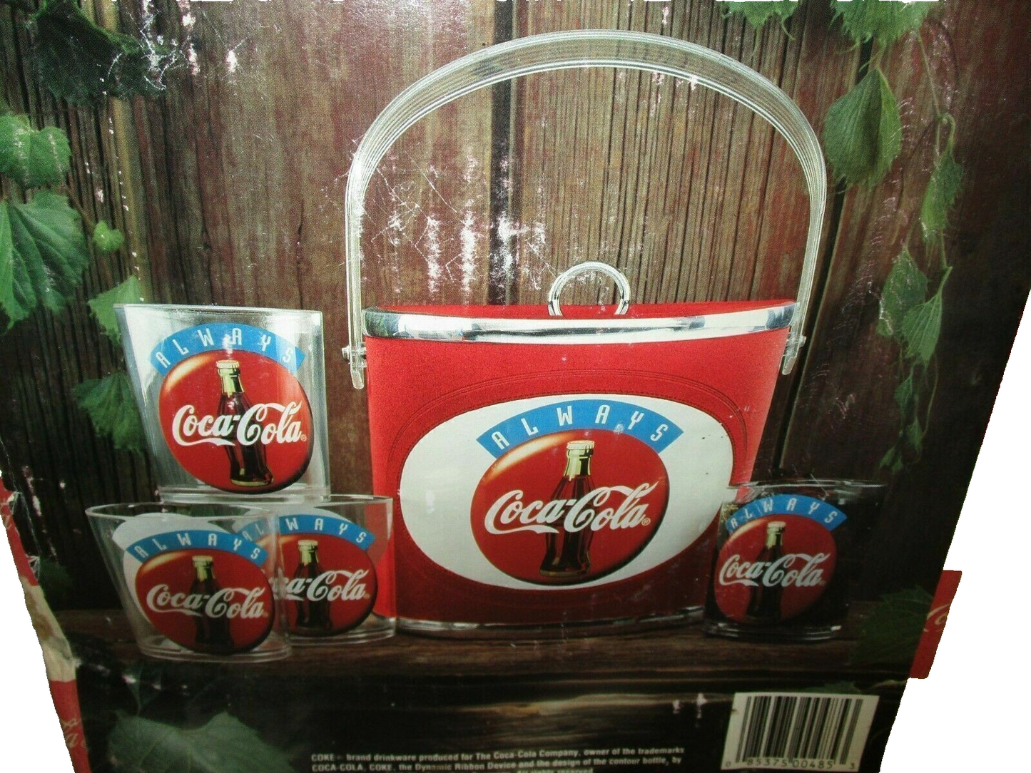 Coca Cola 5pc. Drinkware Set Ice Bucket & Tumbler Set New Old Stock