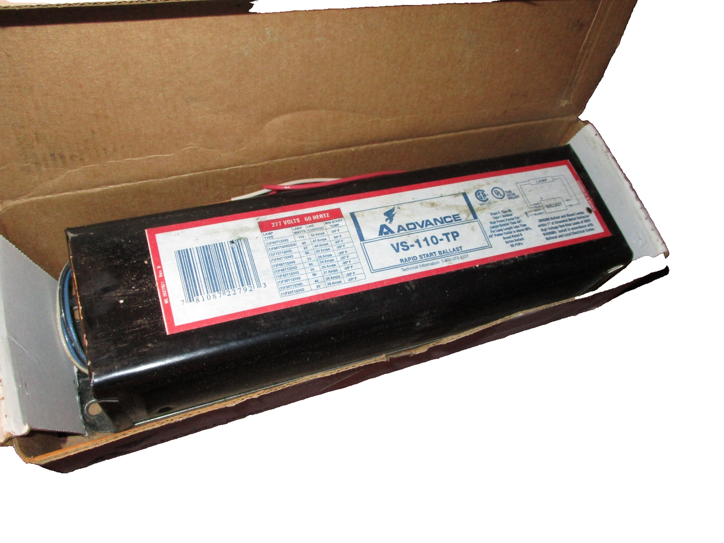 Advance  Rapid Start Ballast - Vs-110-Tp - 277 Volts - 60 Hz