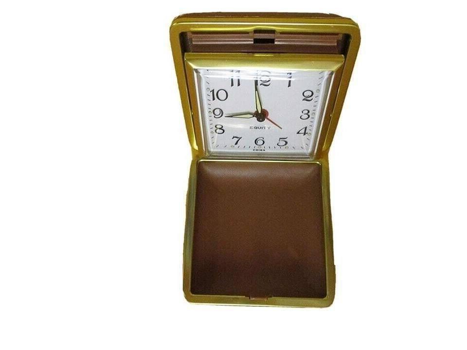 Vintage Equity Gold Vintage Travel Alarm with Built In Case Watch