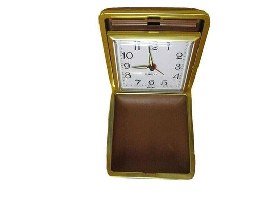 Vintage Equity Gold Vintage Travel Alarm with Built In Case Watch