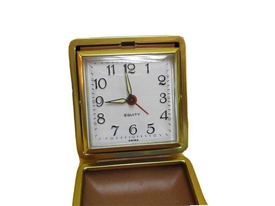 Vintage Equity Gold Vintage Travel Alarm with Built In Case Watch