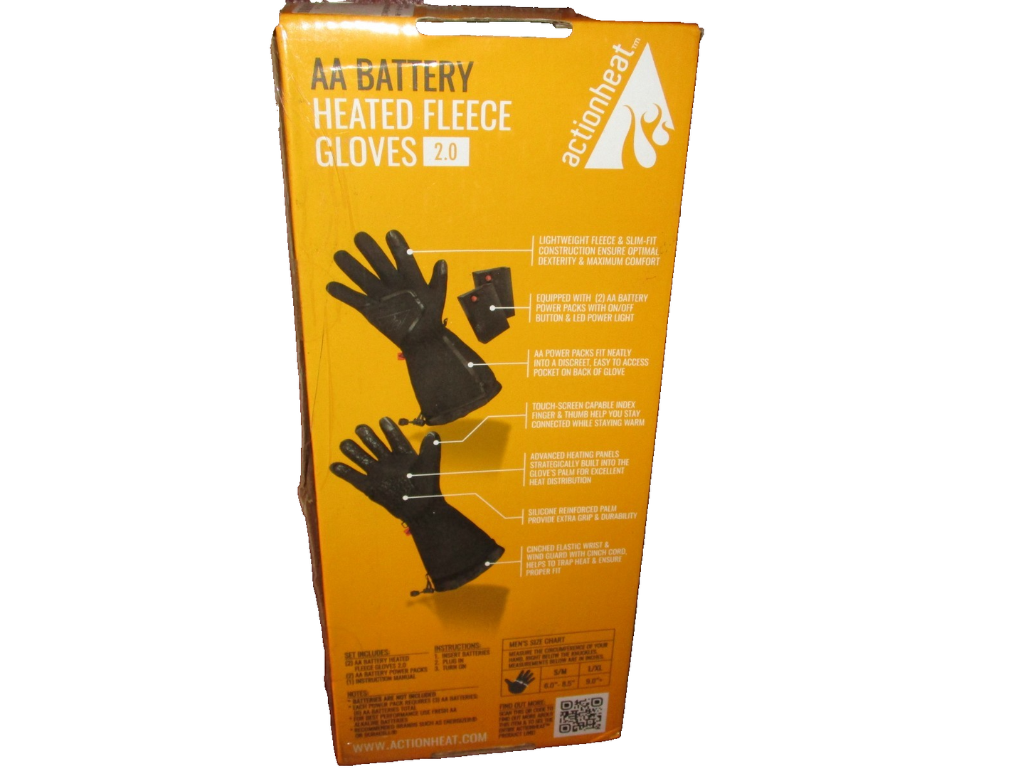 ActionHeat AA Battery Heated Gloves Men Touchscreen Electric Fleece Winter