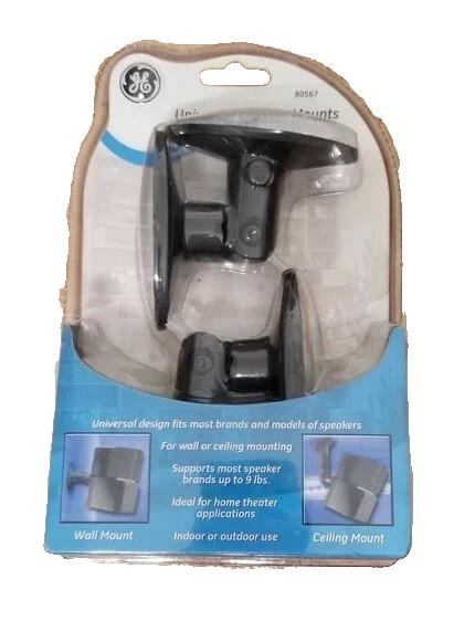 GE Universal Speaker Mount Brackets Max 9lbs Black For Indoor/Outdoor Use 80567