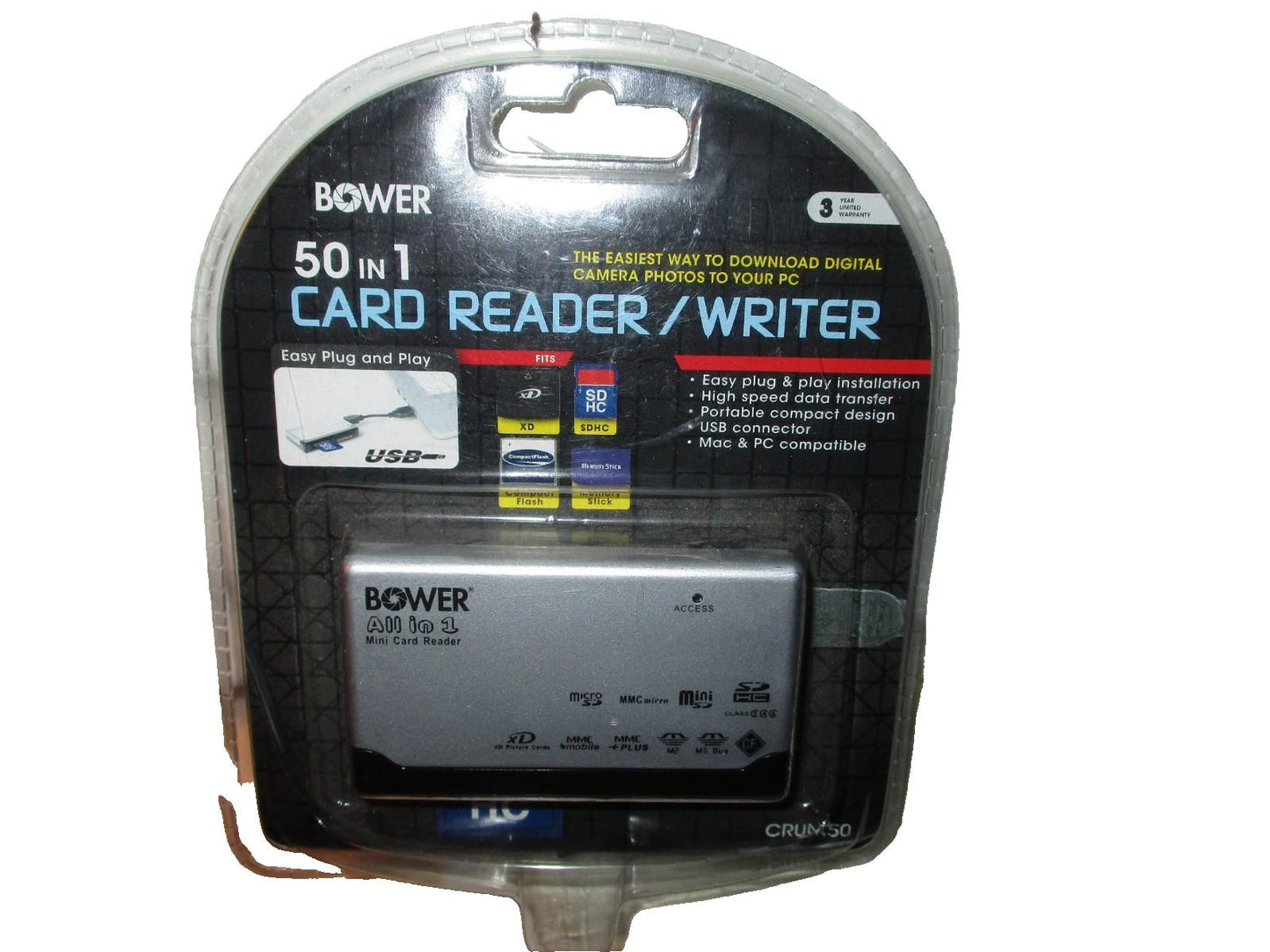 Bower All in 1 Mini Card Reader USB 50 in 1 Card Reader Writer CRUNI50