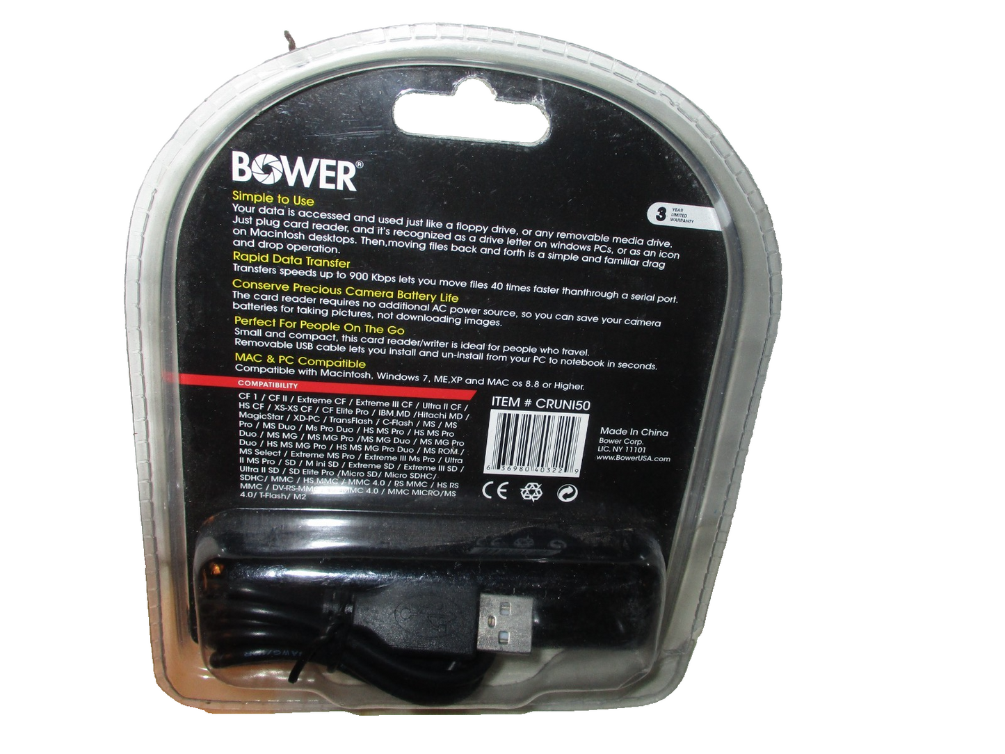 Bower All in 1 Mini Card Reader USB 50 in 1 Card Reader Writer CRUNI50