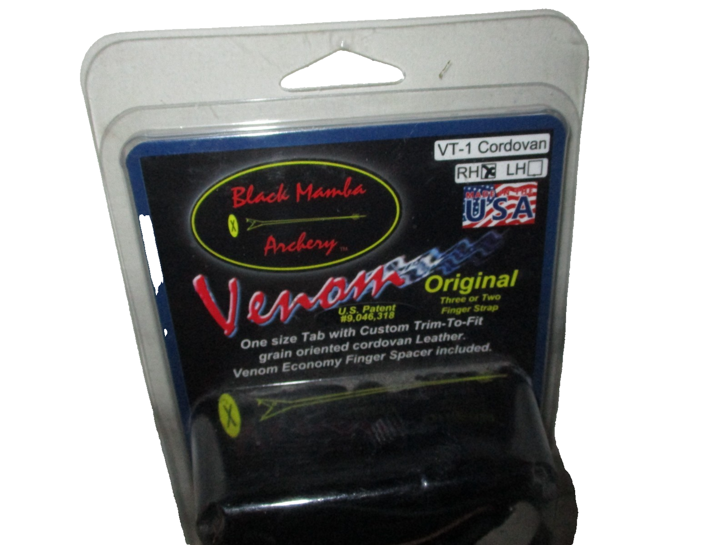 Black Mamba Archery T- 1 Cordovan 1  Finger Tab Release Right Handed Split