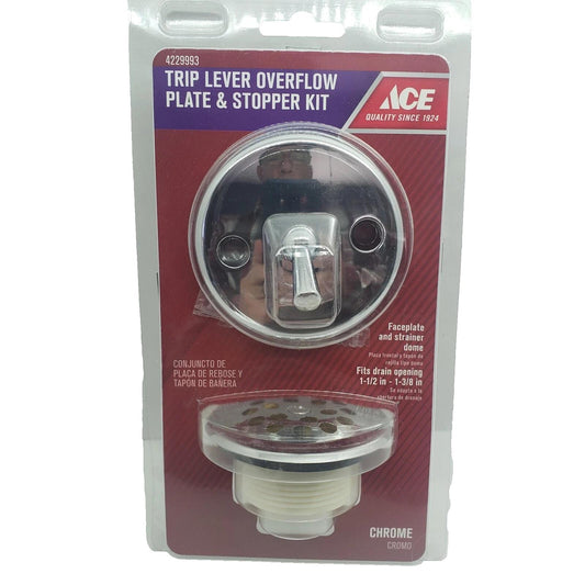 ACE Trip Lever Overflow Plate & Stopper Kit Chrome  #4229993
