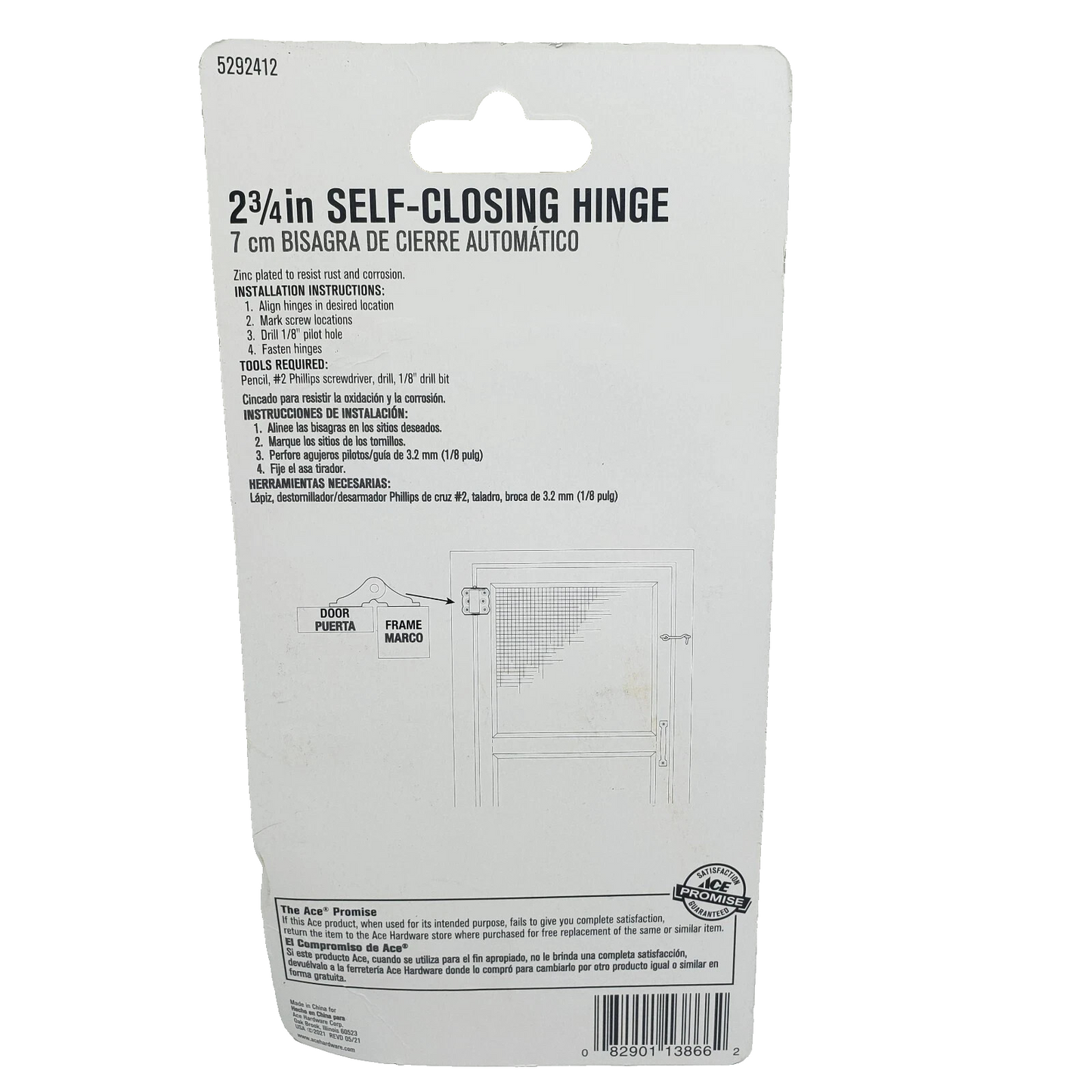 ACE Self Closing Hinge Zinc #5292412