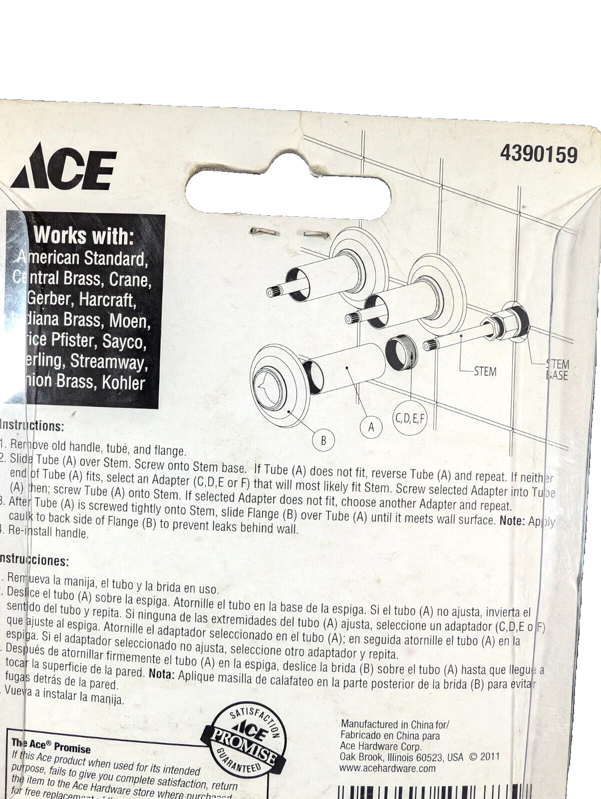 ACE Tub / Shower Tube & Flange Sets  Universal Black  #4390159