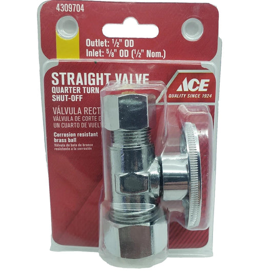 ACE Straight Valve Quarter Turn Shut Off   1/2" 5/8"   #4309704