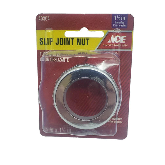 ACE Slip Joint Nut with Washer 1-1/2" x 1-1/4"  Chrome    #40304