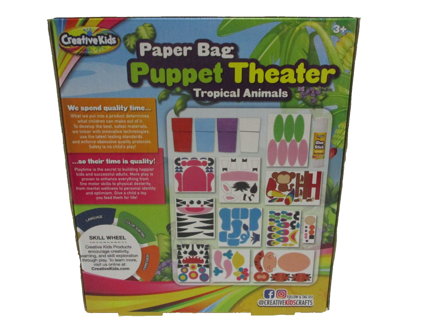 Creative Kids Make 6 Paper Bag Puppet Theater Play Animals Tropical Animals