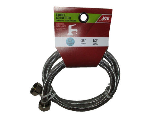 Ace Faucet Connector Stainless Steel Braided 36" x 1/2" Femal Iron Pipe 4060232