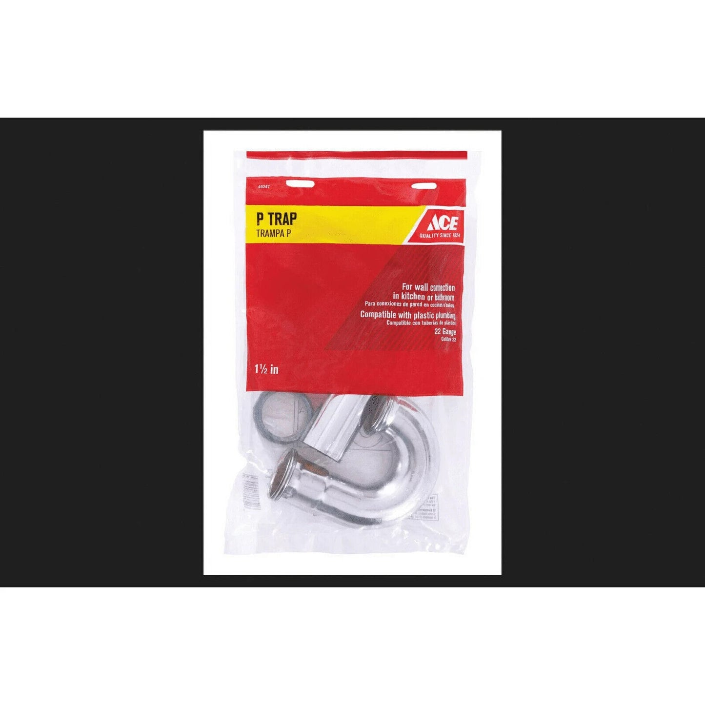 Ace 1-1/2 in. Dia. x 1-1/2 in. Dia. Slip To Slip Chrome Plated Brass P Trap
