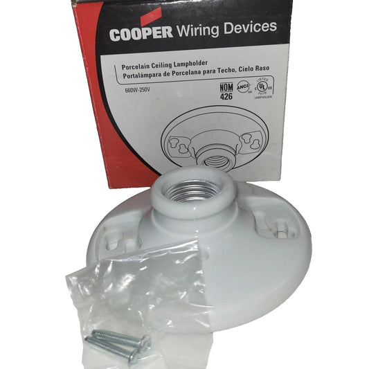 COOPER~ WHITE PORCELAIN CEILING LAMPHOLDER 660W-250V KEYLESS 426