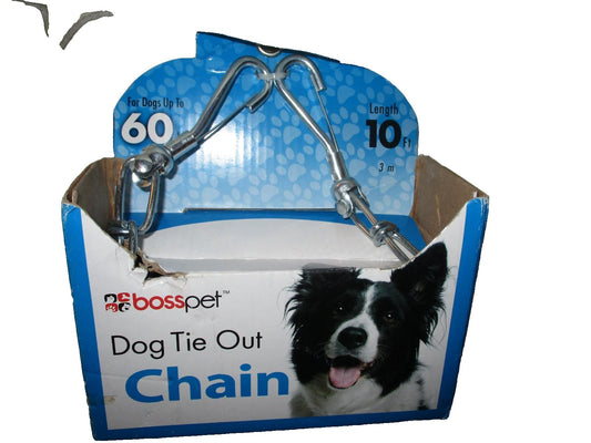 Bosspet 43710 Silver Steel Large Dog Tie Out Chain 10 ft. for Dogs Upto 60 lbs.