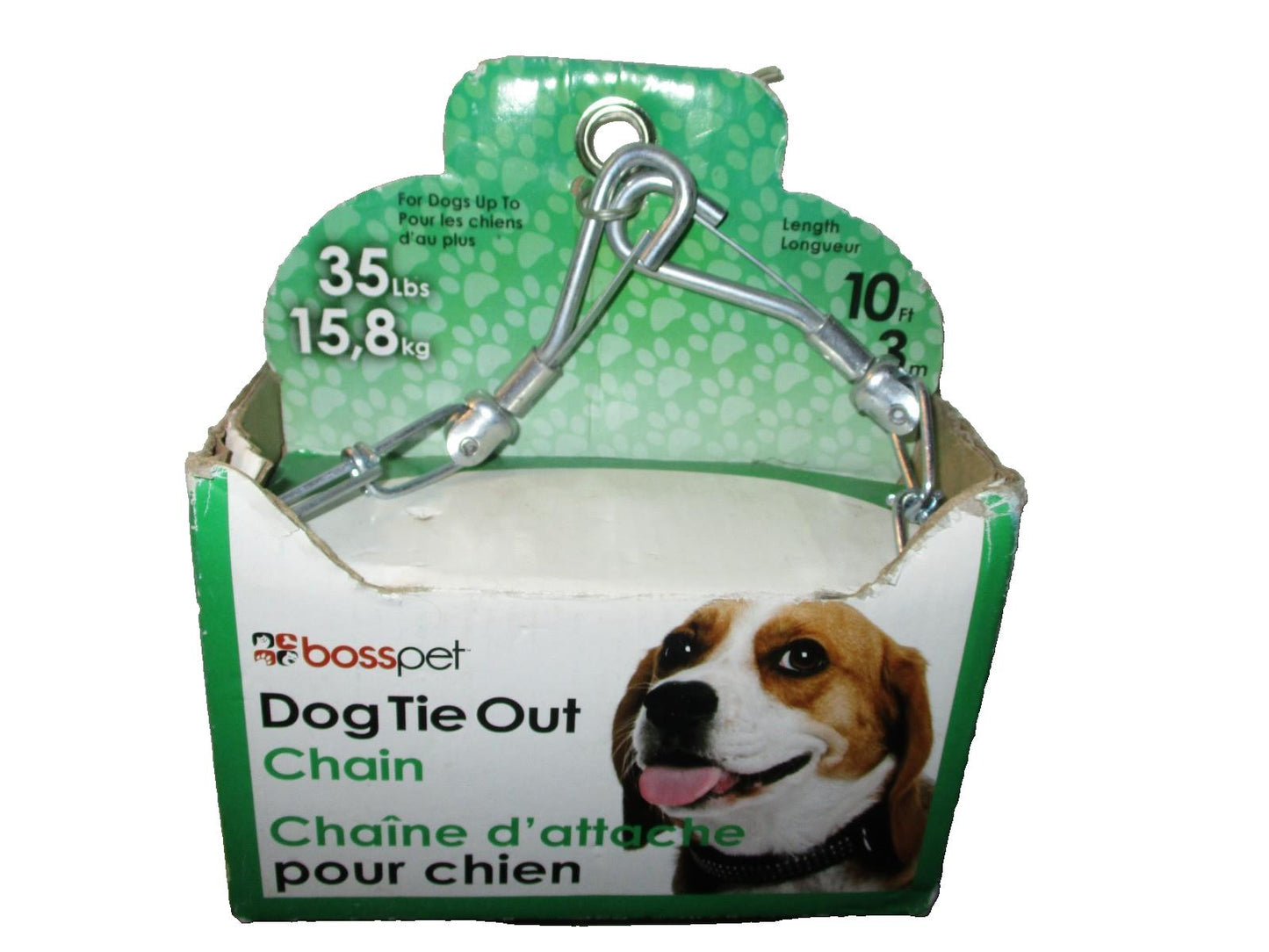 Bosspet 10' Dog Tie Out Chain Silver Steel Small/Medium Size 35 lbs 27210