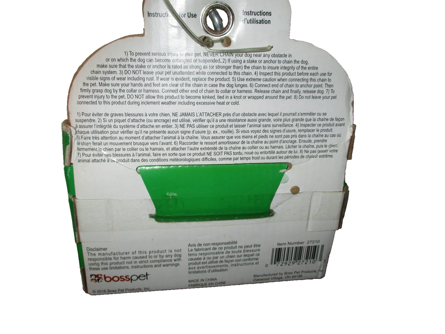 Bosspet 10' Dog Tie Out Chain Silver Steel Small/Medium Size 35 lbs 27210