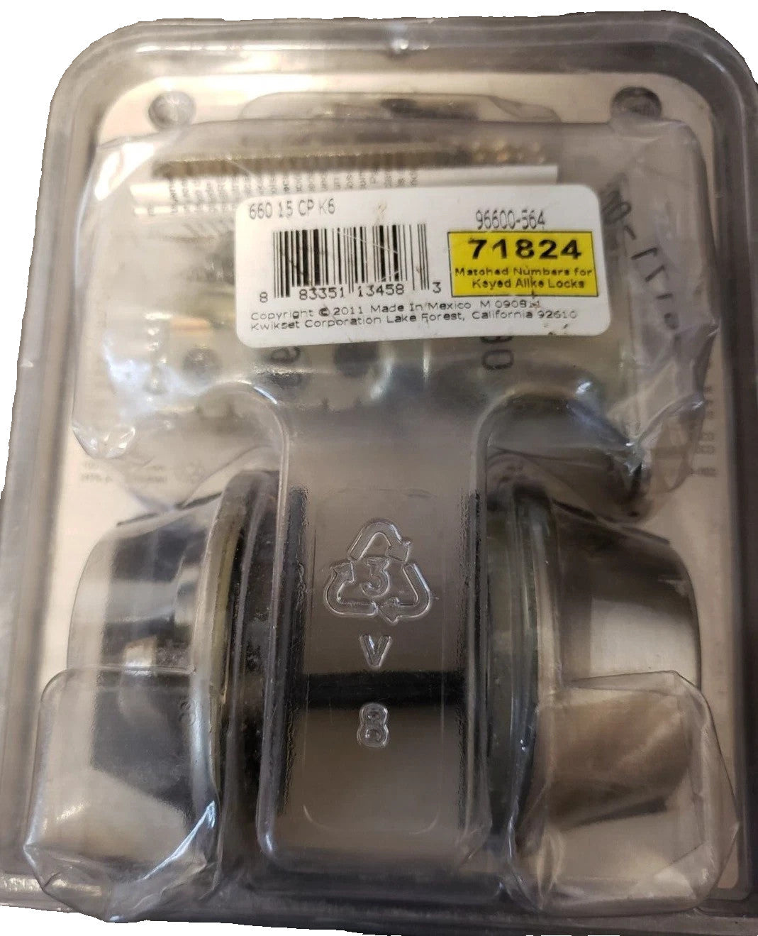 Kwikset Deadbolt Keyed Lock Single Cylinder 96600-564Satin Nickel 66015CPK6