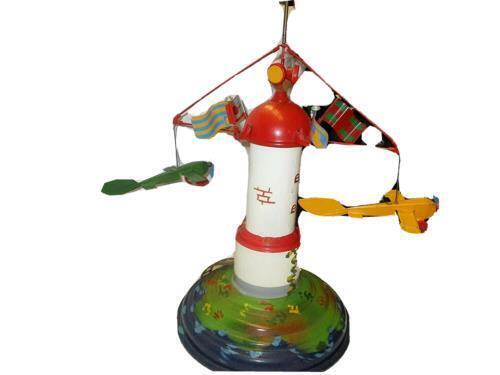 Tucher Walther Tin Wind Up Musical Spinning Tower with Air Planes
