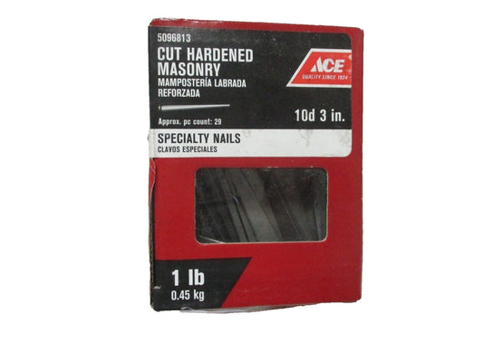 Ace Cut Hardened Specialty Masonry Nails 10d 3 in 5096813 Sealed 29 pc 1 lb. Box