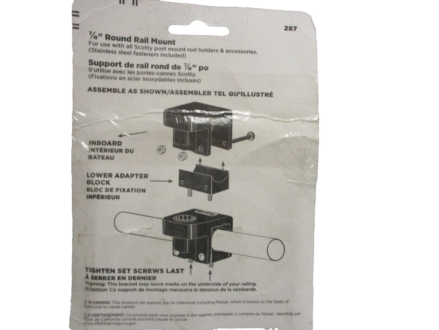 Scotty 287 Round Rail Mount For 7/8" Round Rails