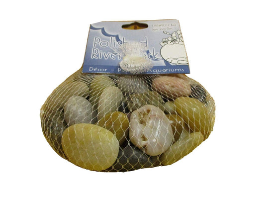 Polished Flat Shape River Rock 2.2 lbs. Decor for Plants Aquarium