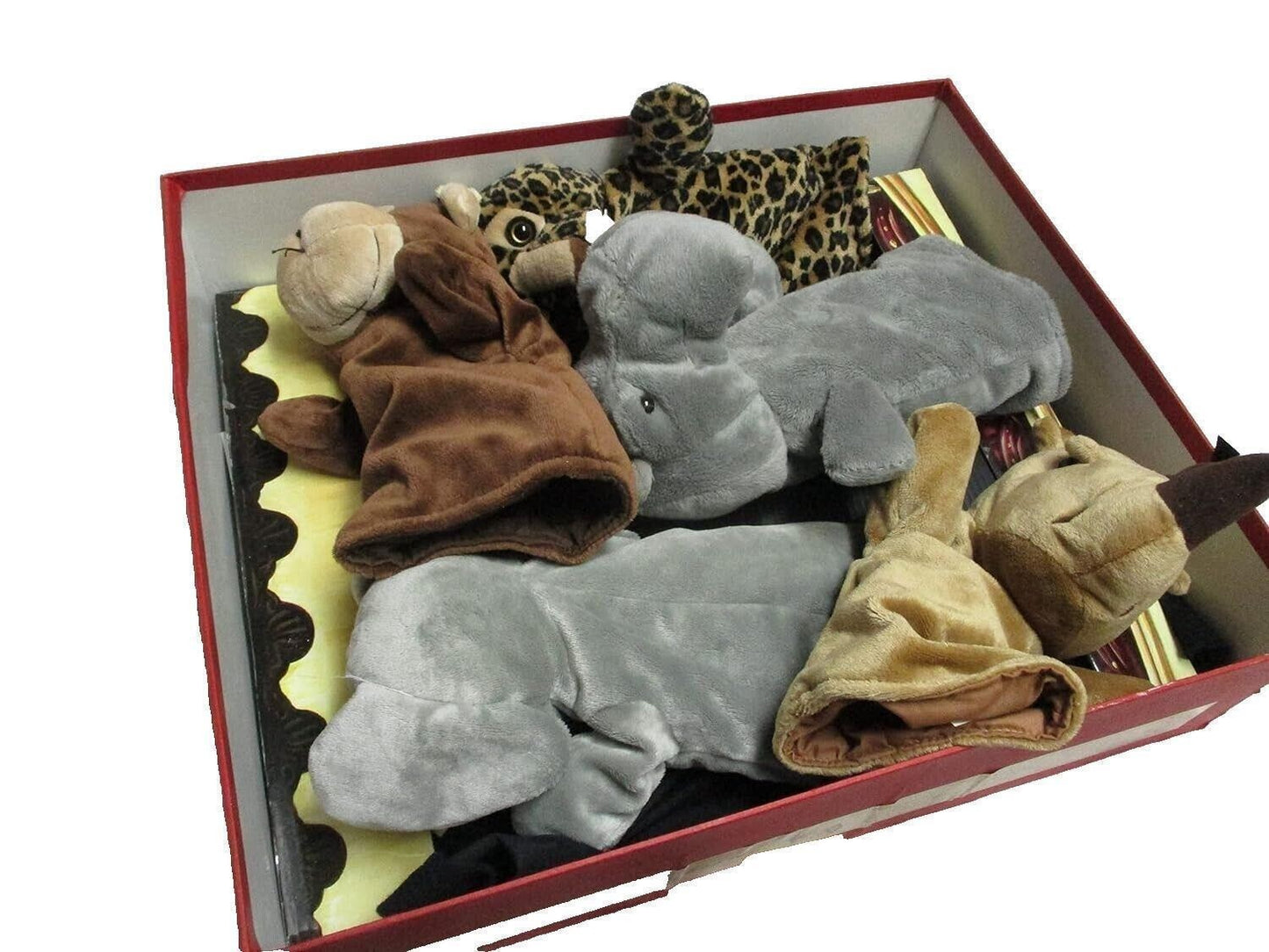 Family Puppet Theater Hand Puppets Zoo Animals with Carboard Theater Stage