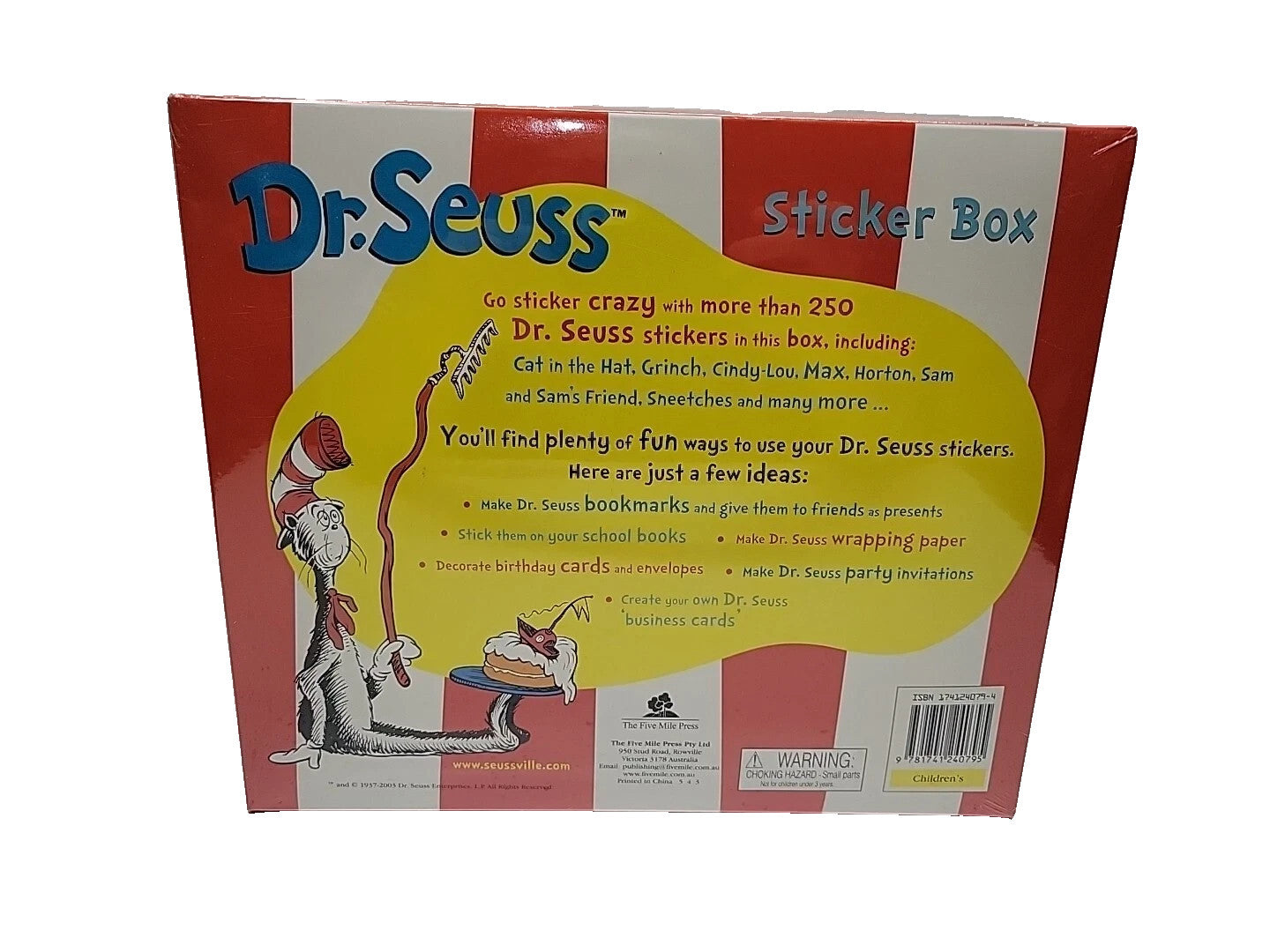 2003 Dr. Seuss Sticker Box255 Stickers Cat in the Hat Horton Grinch