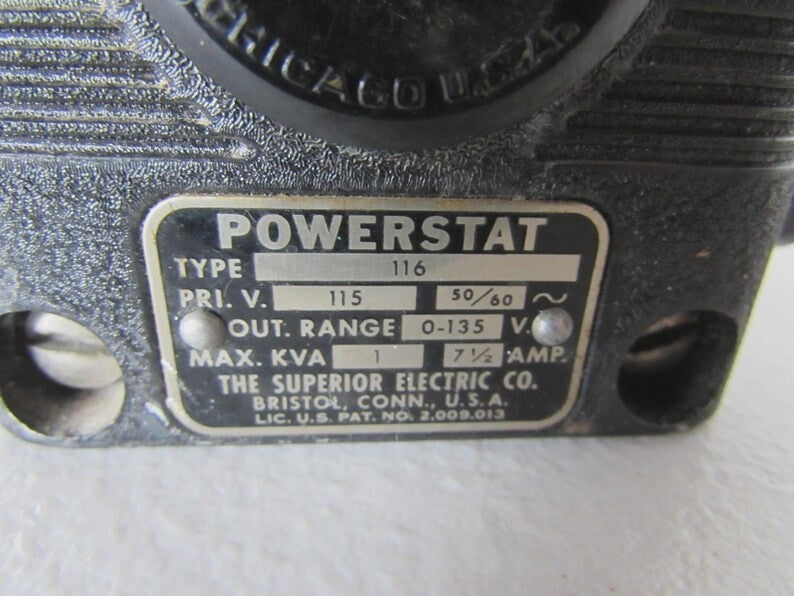 Vintage Electric Powerstat L10c Variable AC Power Supply