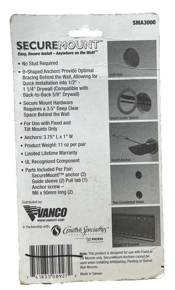 Vanco SMA3000 - SecureMount Wall Mount for Flat Panel Display