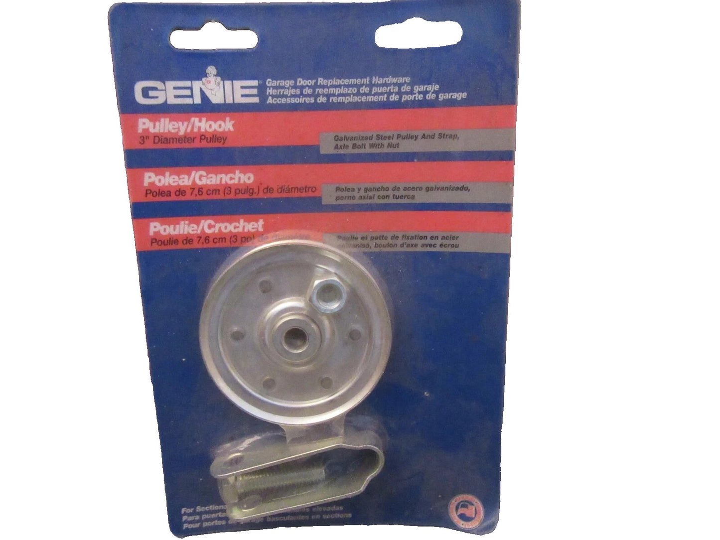 Genie 3" pulley Garage Door Pulley/Hook Galvanized Steel Pulley
