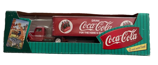 Vintage Coca-Cola Delivery Tractor Trailer Die-Cast Metal Bank by Ertl-1996