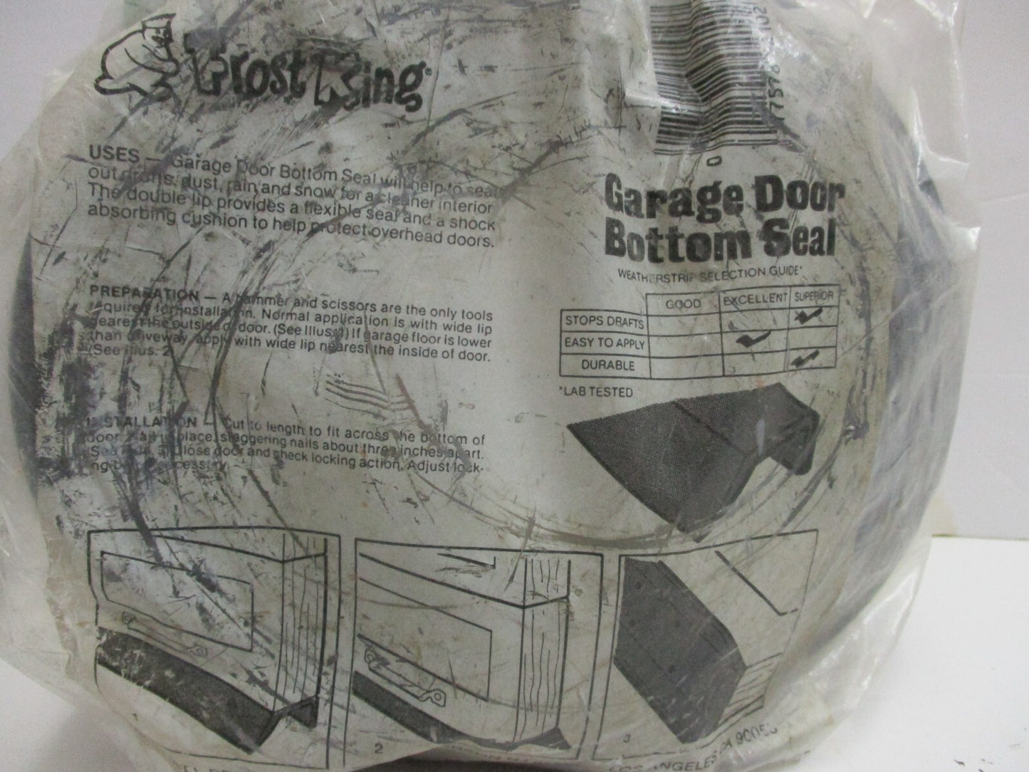 Frost King Garage Door Bottom Seal 2 1/4 x 9' Nail On Hard Rubber Made in USA