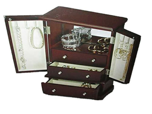 Nice Wooden Jewelry Box 3 Drawer with Inner Accessory