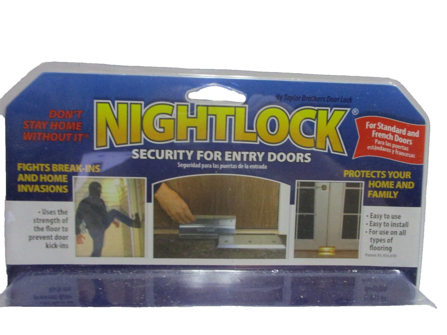 Taylor Brothers Door Barricade Nightlock Security Lock Silver Finish Heavy Duty