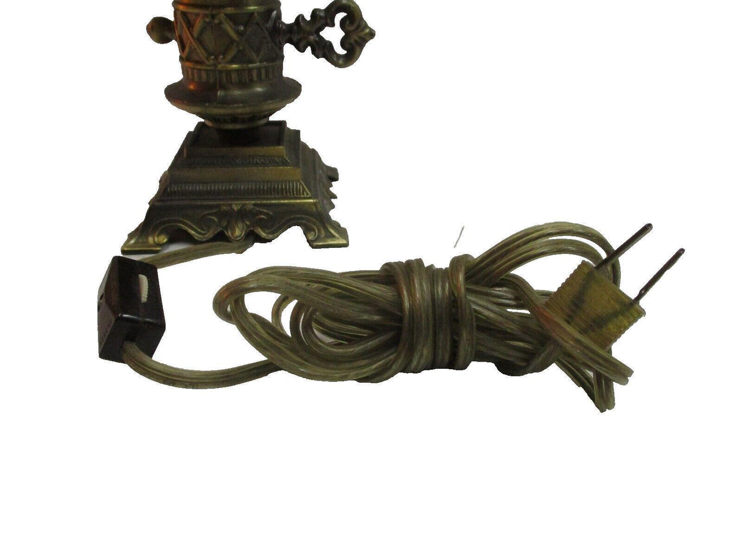 Vintage Brass Glass Globe Terrarium Lamp Accent Lightup White Roses Lantern Rare