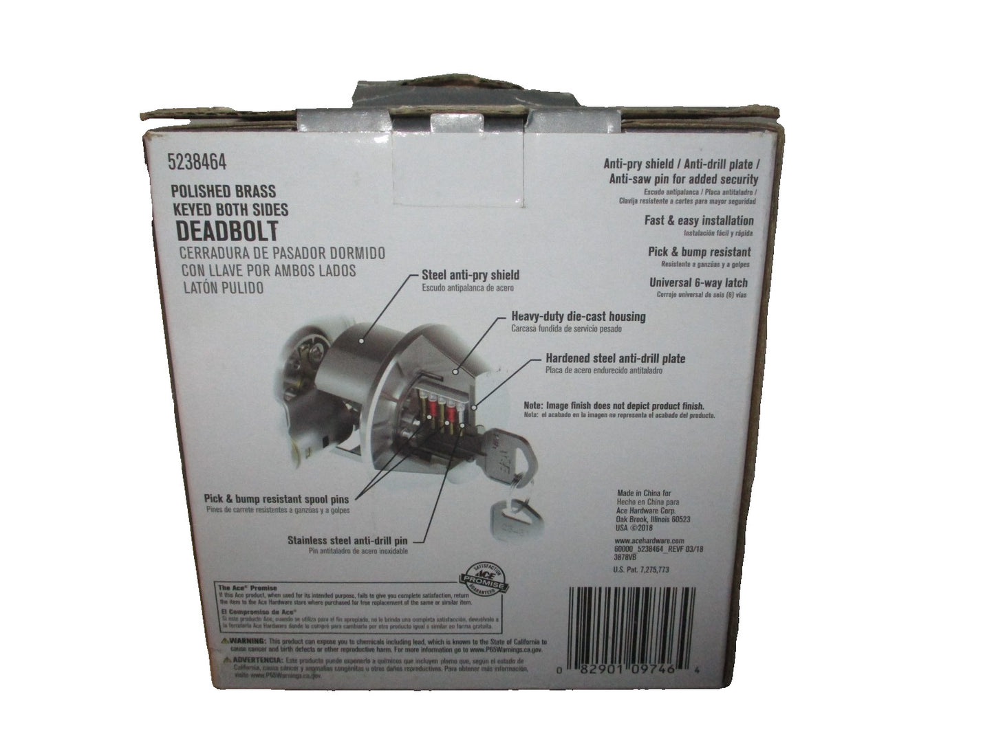 ACE Polished  Brass Keyed Both Sides Deadbolt 5238464