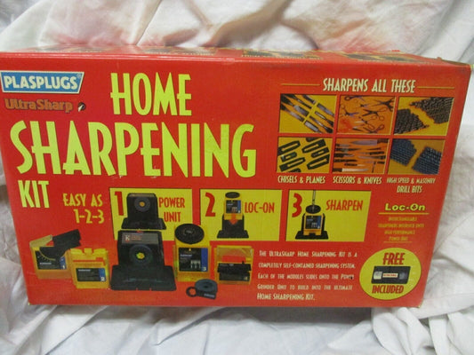 Plasplugs Ultrasharp HomeE Sharpening Kit w/tools, knives,drillbits & VCR video