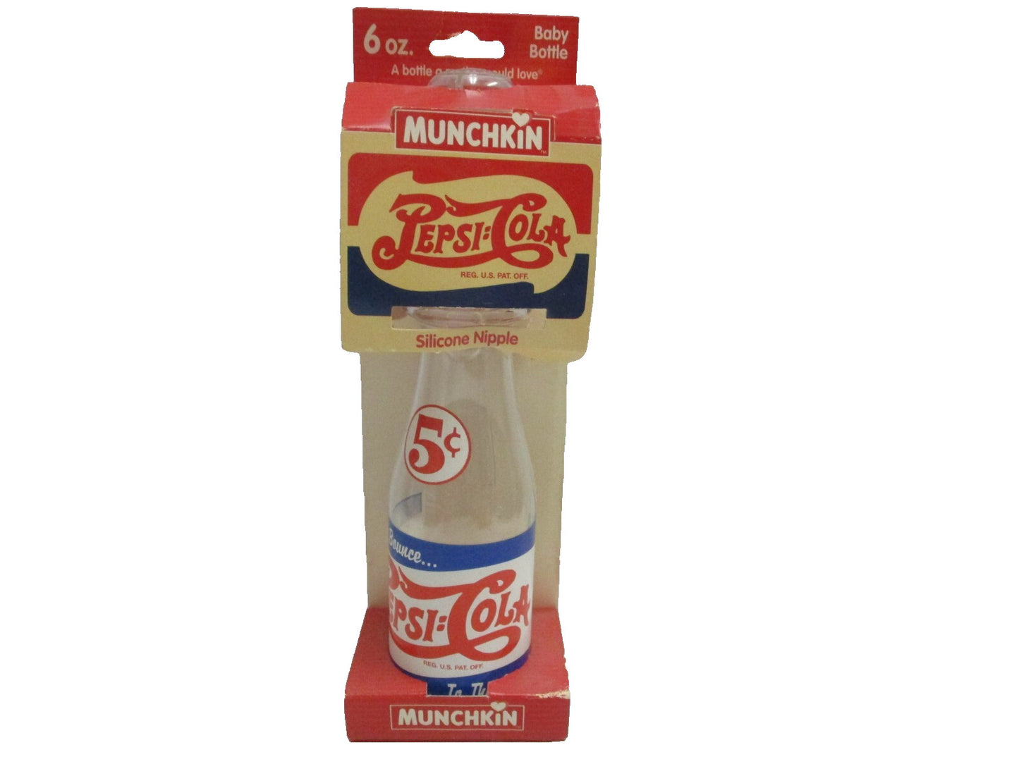 Pepsi Cola Munchin 6oz. Baby Bottle with Silicone Nipple 1994 New Old Stock