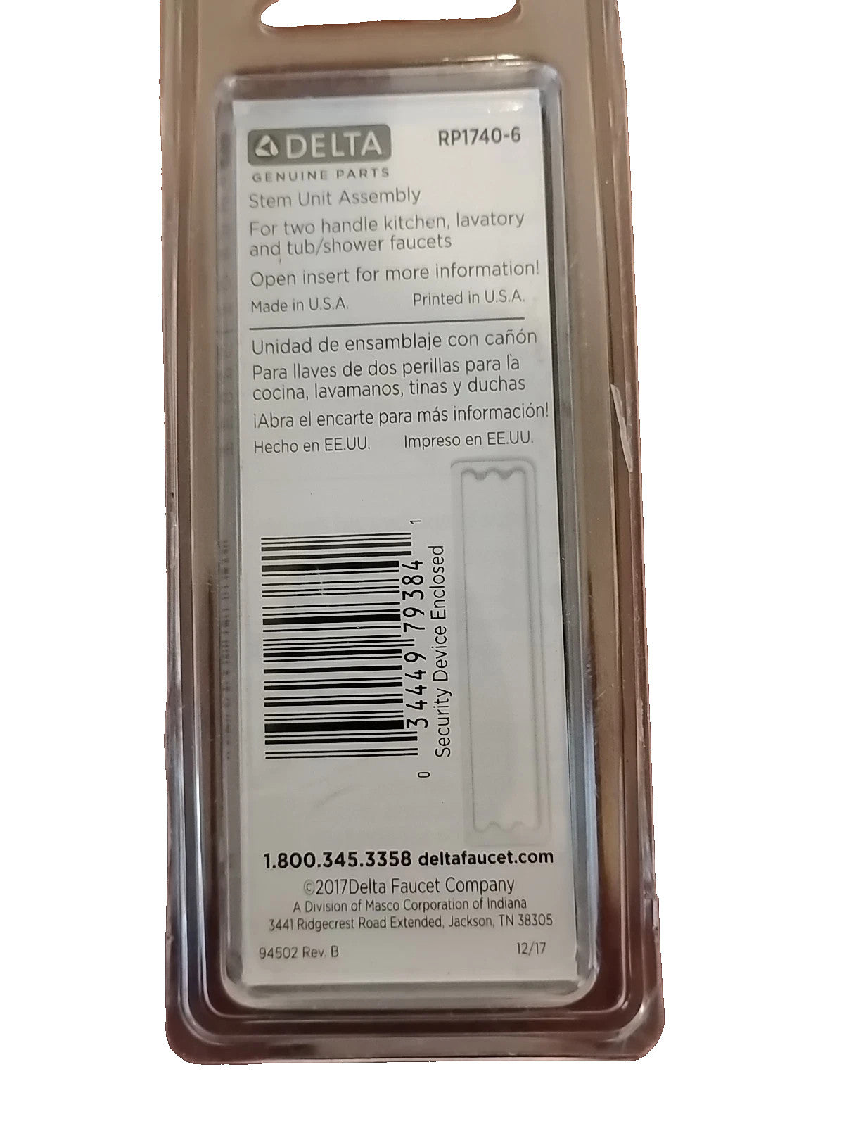 Genuine Delta RP1740C Faucet Replacement Stem Unit OEM Delta. Genuine Parts.