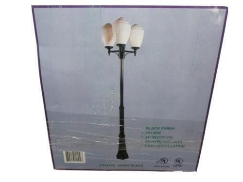 Bel Air 3 Lantern Outdoor Pole Light 7' ft. x 9" in. Tall Black Finish