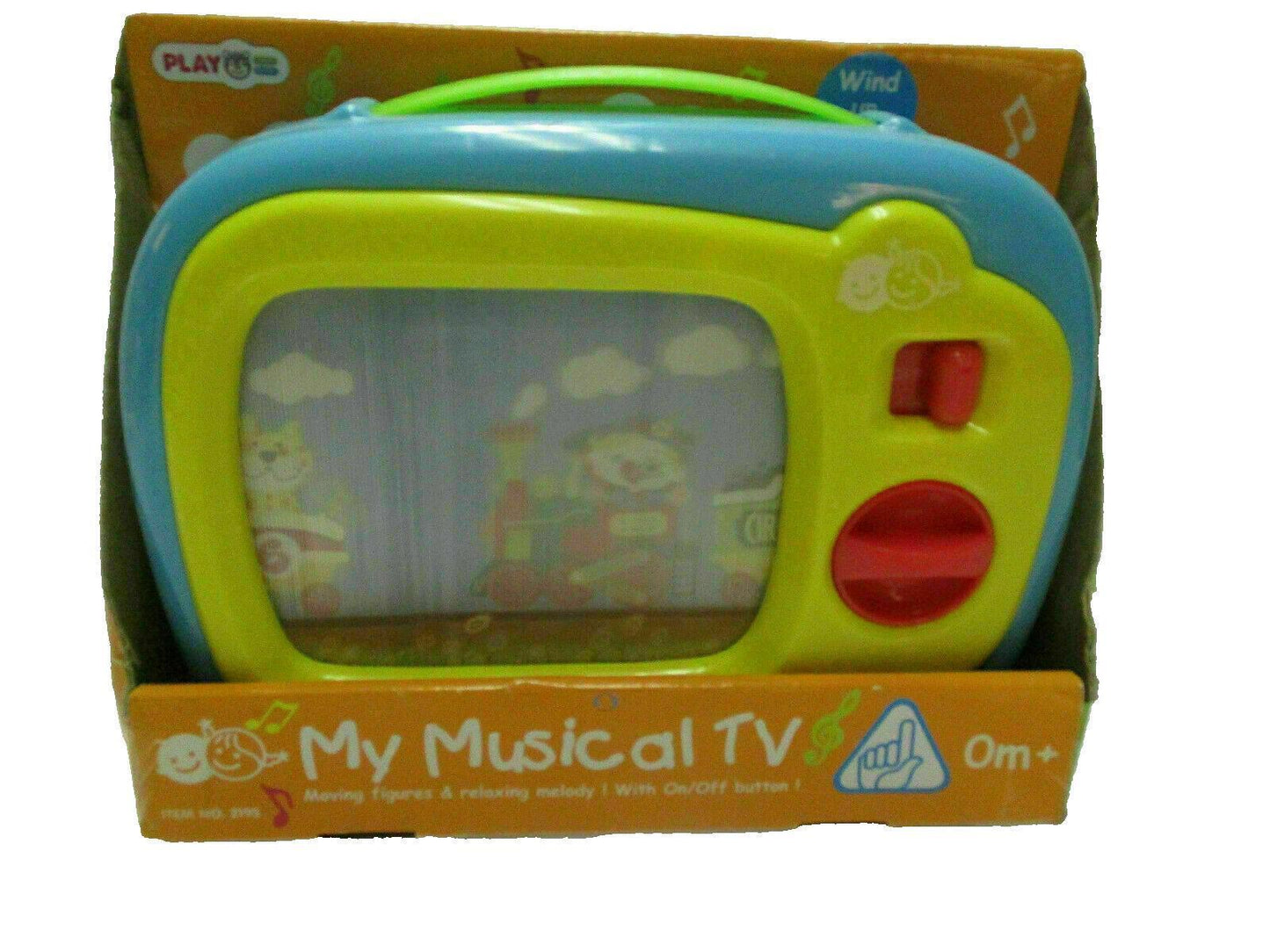 Vintage Play Go  My Musical Tv Wind Up Moving Screen With Handle