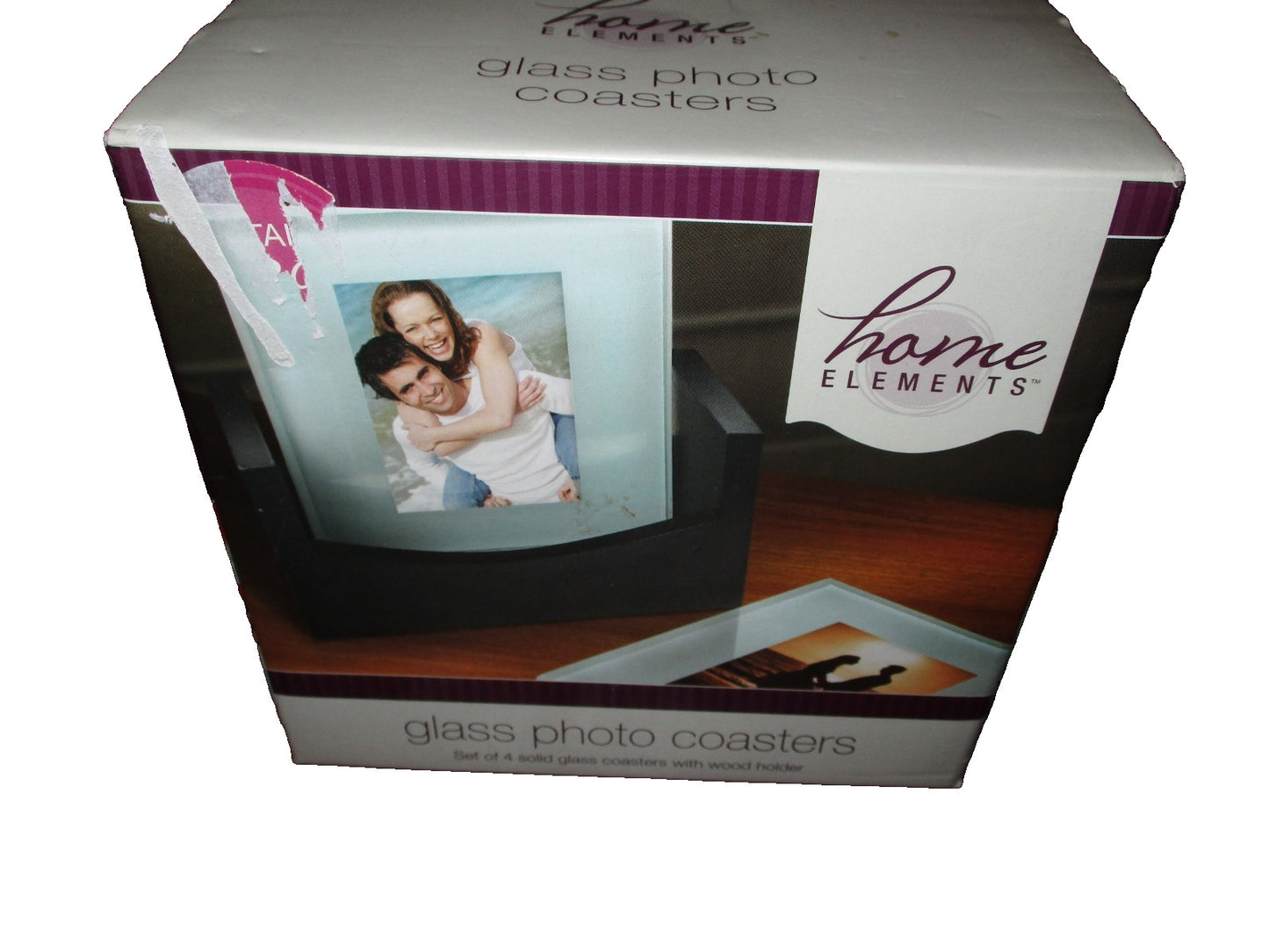 Home Essentials Glass Photo Coasters Set of 4 Glass Coasters