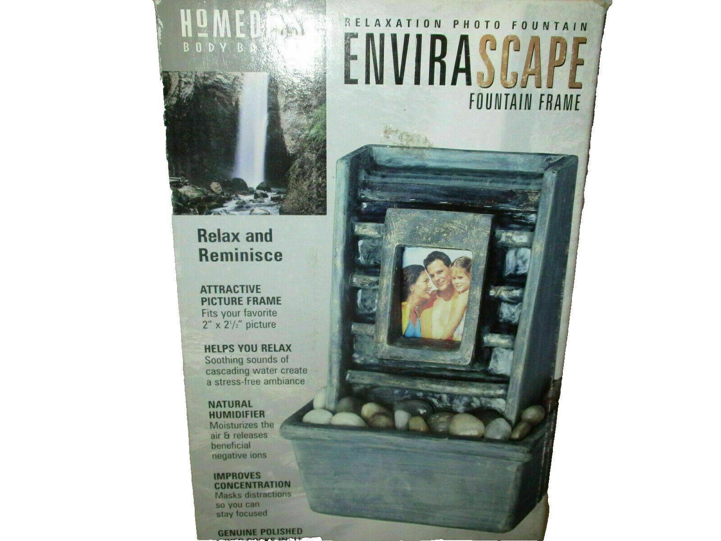 Homedics Envirascape Relaxation Photo Fountain Picture Frame 2" x 2 1/2" Picture