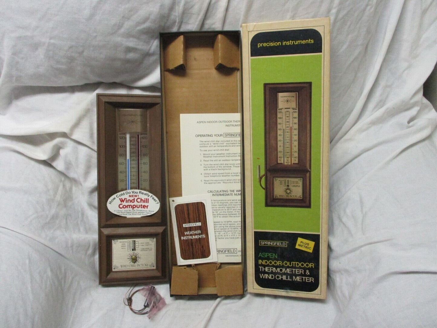 Vintage Thermometer Sprinfield Aspem Indoor-Outdoor Wind Chill Meter No. 7402