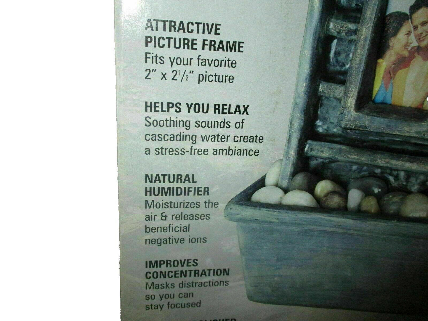 Homedics Envirascape Relaxation Photo Fountain Picture Frame 2" x 2 1/2" Picture